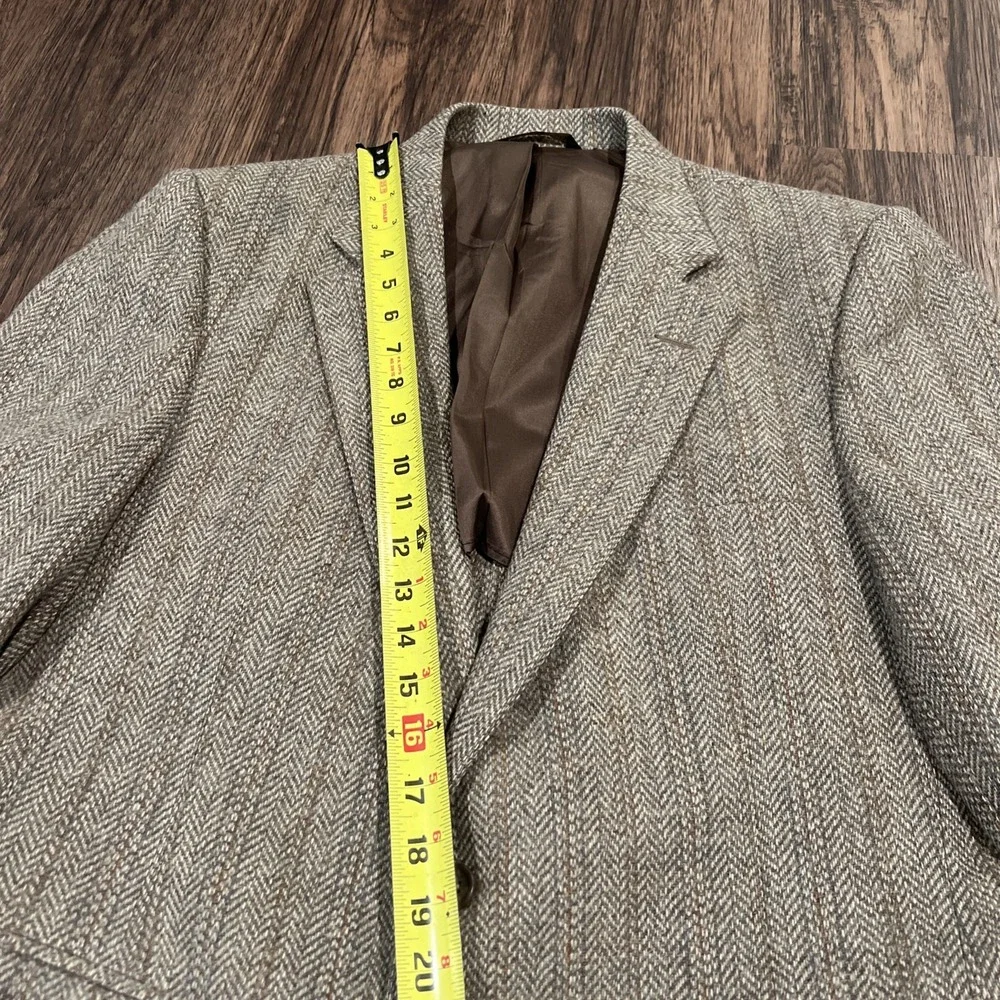 Imperial By Haggar  Brown Tweet Wool Herringbone Blazer Men's Size 42R VTG